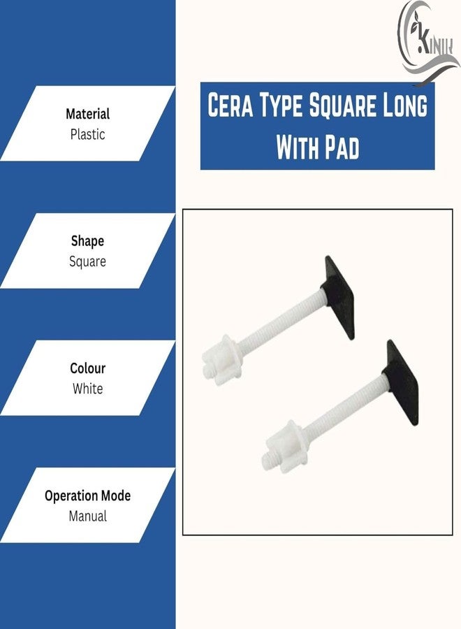 KINIK Plastic Toilet Seat Cover Hinges - CERA Type | Square Long with Pad Clamp | Durable Replacement Hinges for Western Toilet Seats | Easy Installation | White - Image 5
